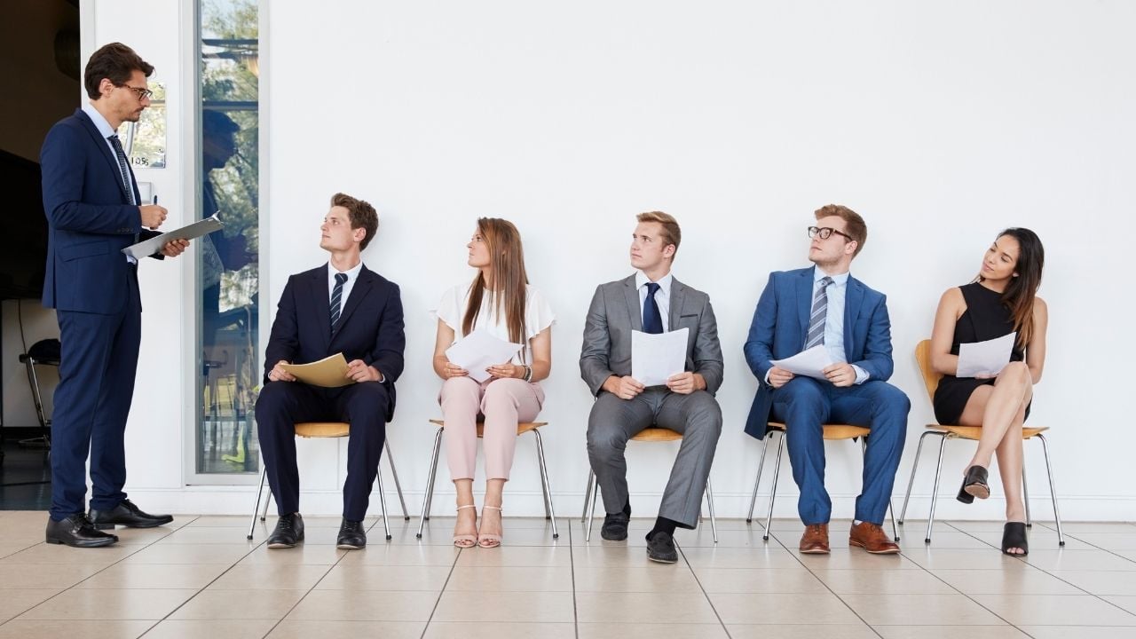 Man interviewing candidates